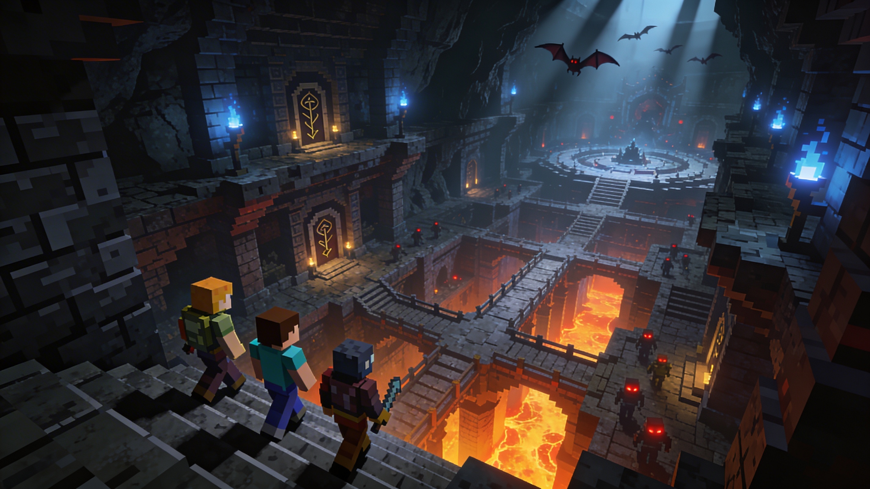 Living dungeon ecosystem overview from the CraftBoom world